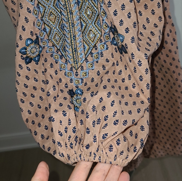 By Anthropologie Embroidered Tunic Drop Waist Mini Dress, bnwt M - Picture 10 of 13